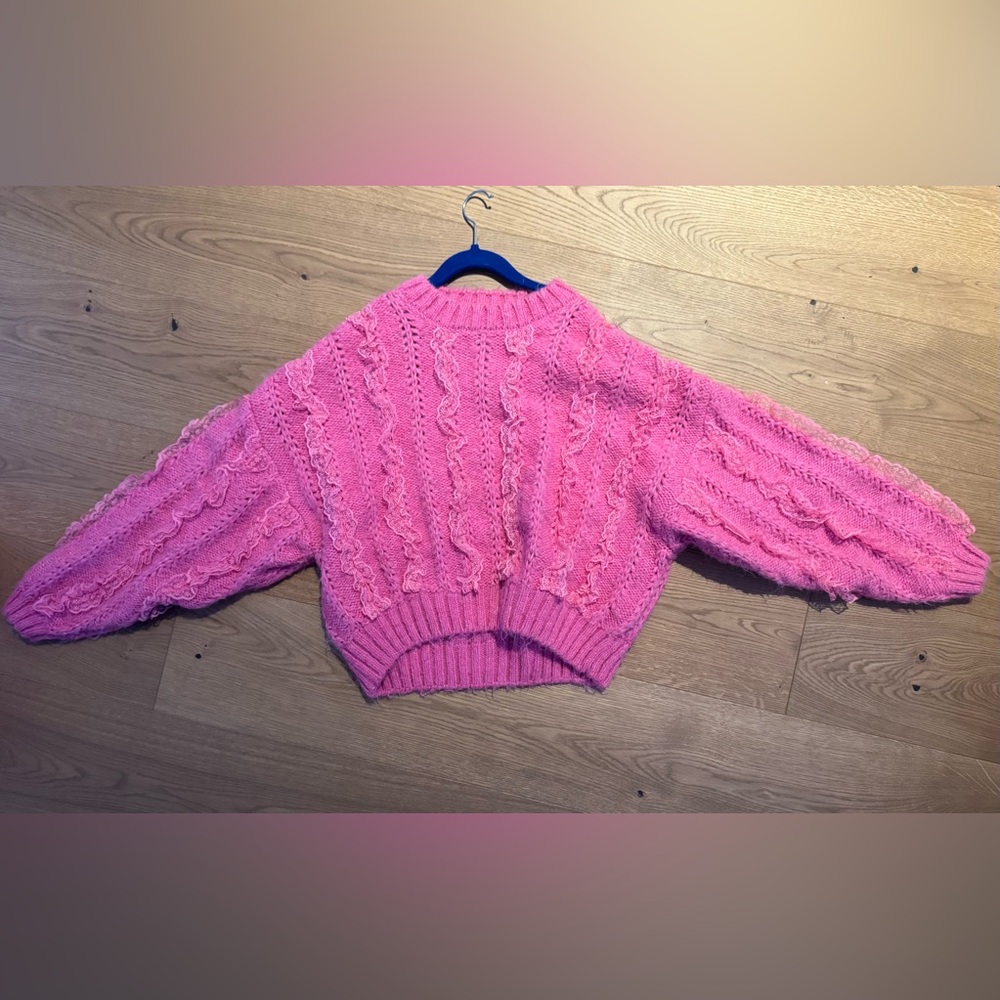 Pink Lacey Wool Sweater
